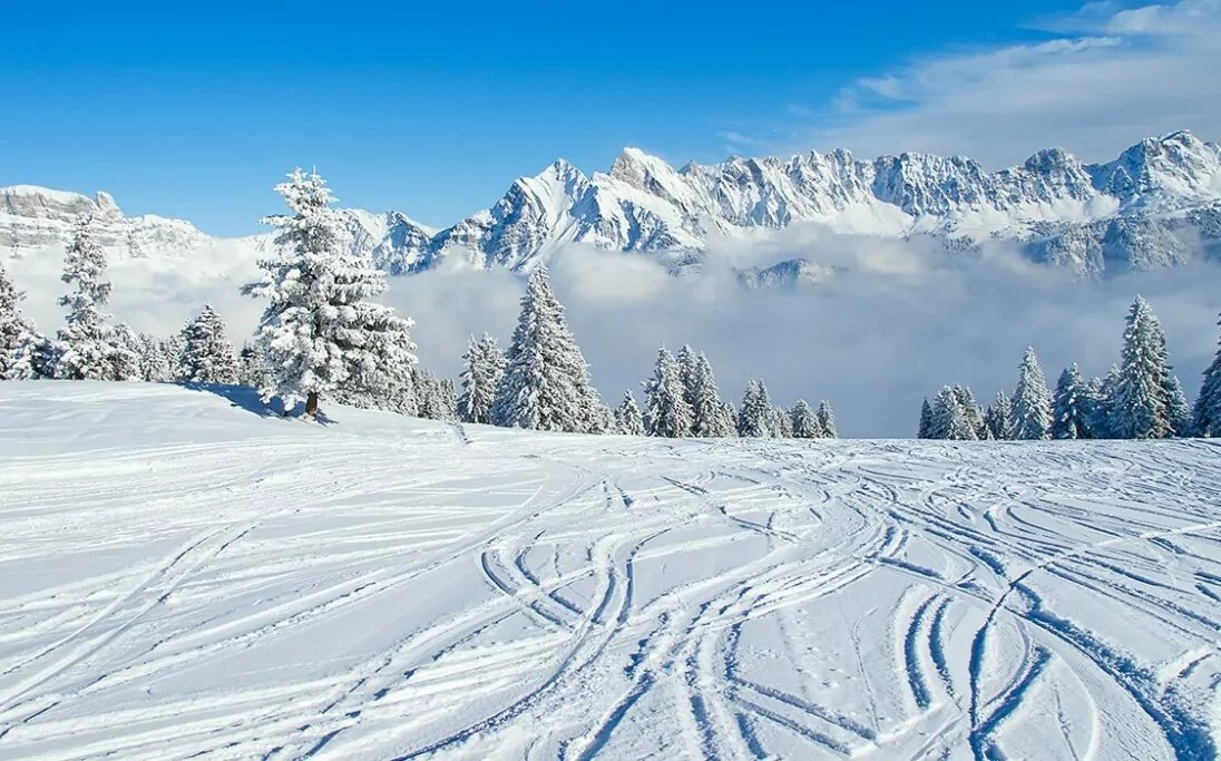 vrouw wintersport uitzicht