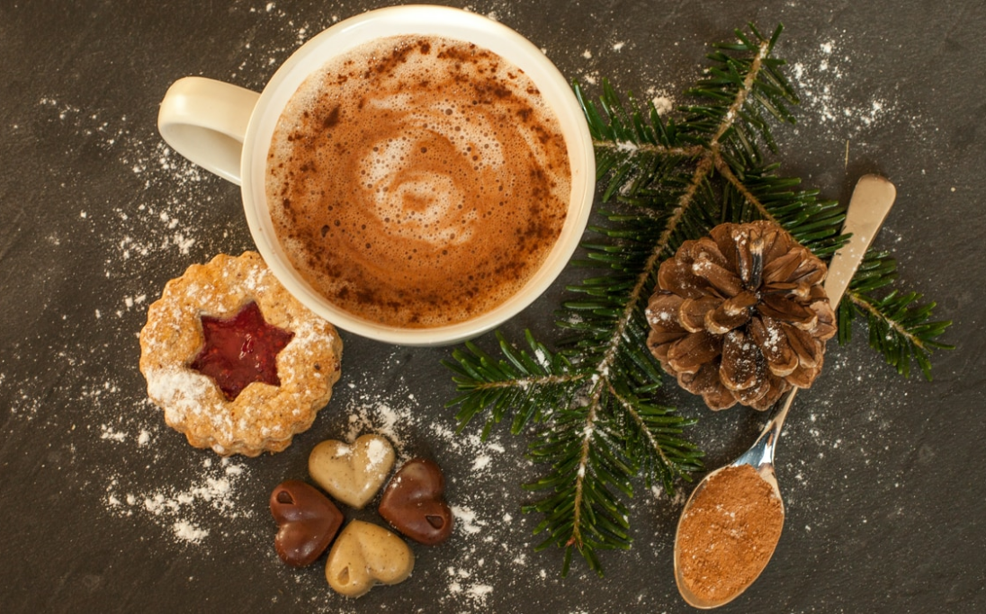 Winter met warme chocolademelk