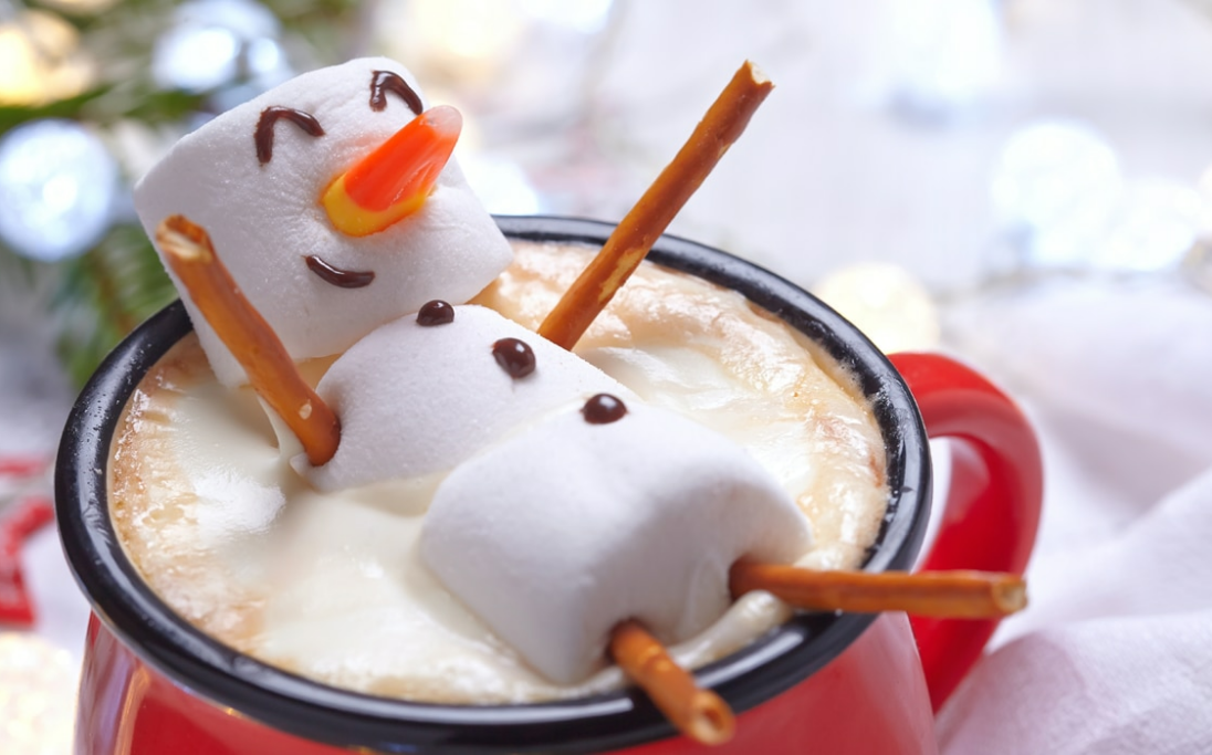 Winter met warme chocolademelk