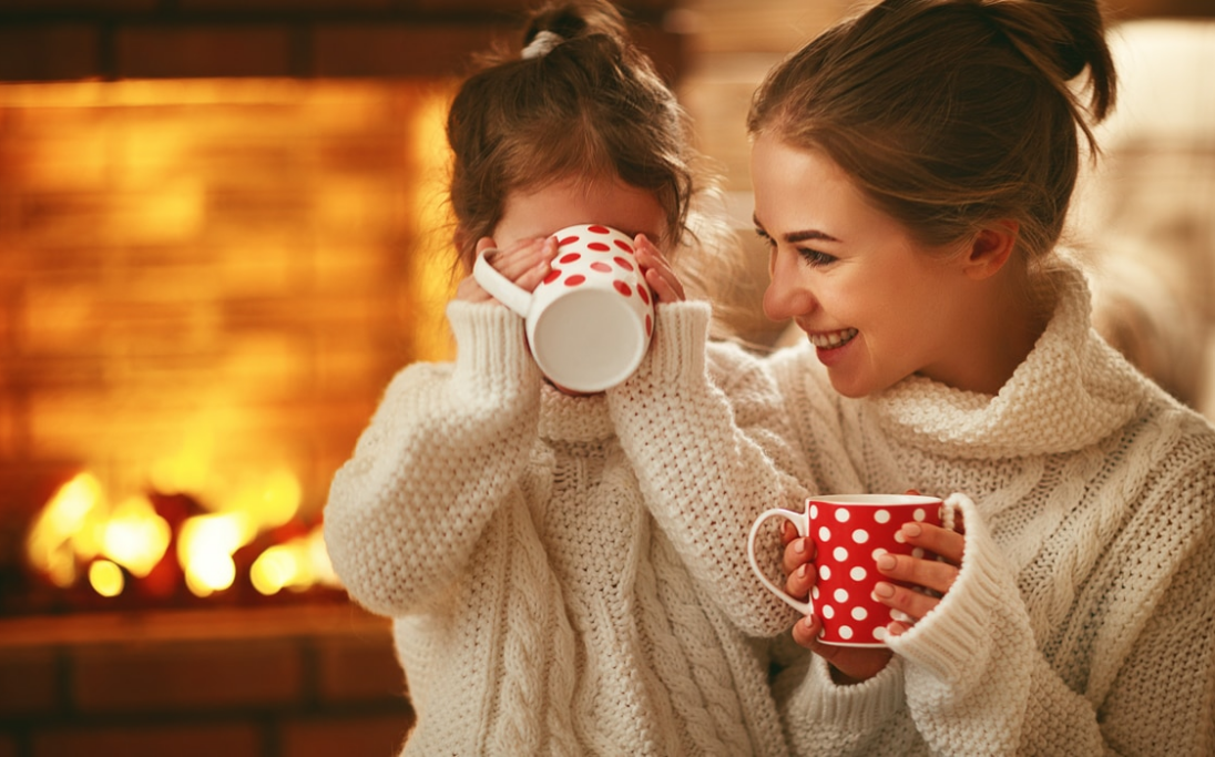 Winter met warme chocolademelk