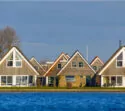Holiday village resort on the waterfront of lake Sneekermeer in Terherne, Friesland