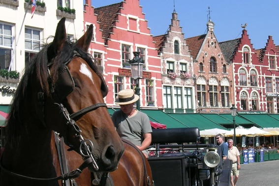Brugge_koets_Grote Markt_Belvilla vakantiehuizen