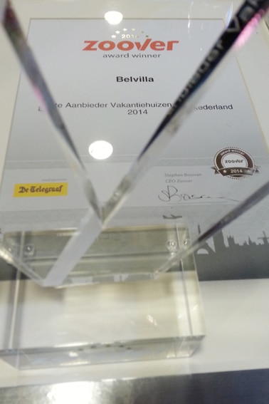 Zoover Award 2014_Beste Aanbieder Vakantiehuizen_Belvilla_award en certificaat