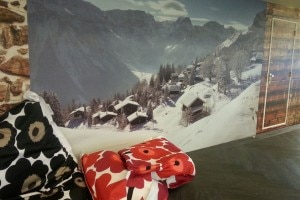 muurfoto wintersport kantoor Belvilla vakantiehuizen