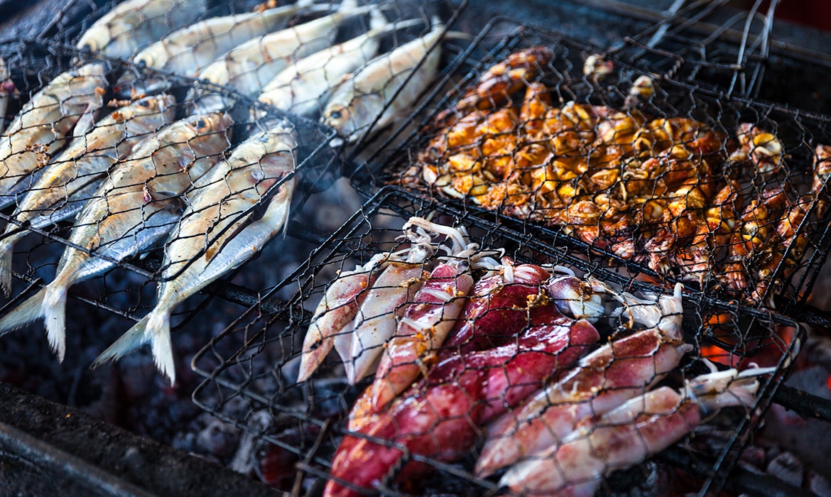 Barbecue met vis
